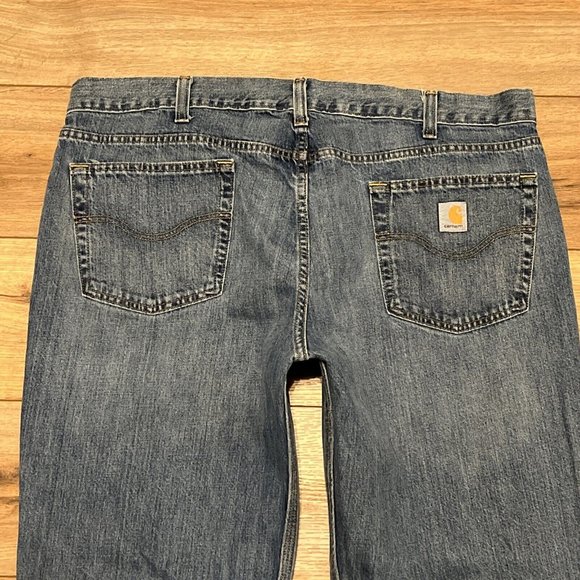 Men's Carhartt Relaxed Fit Straight Denim Jeans SZ 42/30 Blue Cotton B320-990 - Picture 11 of 12